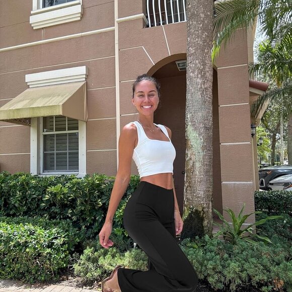 Women Wide Leg Pants High Waist Casual Pants Fall Clothes Outfits - Picture 4 of 6